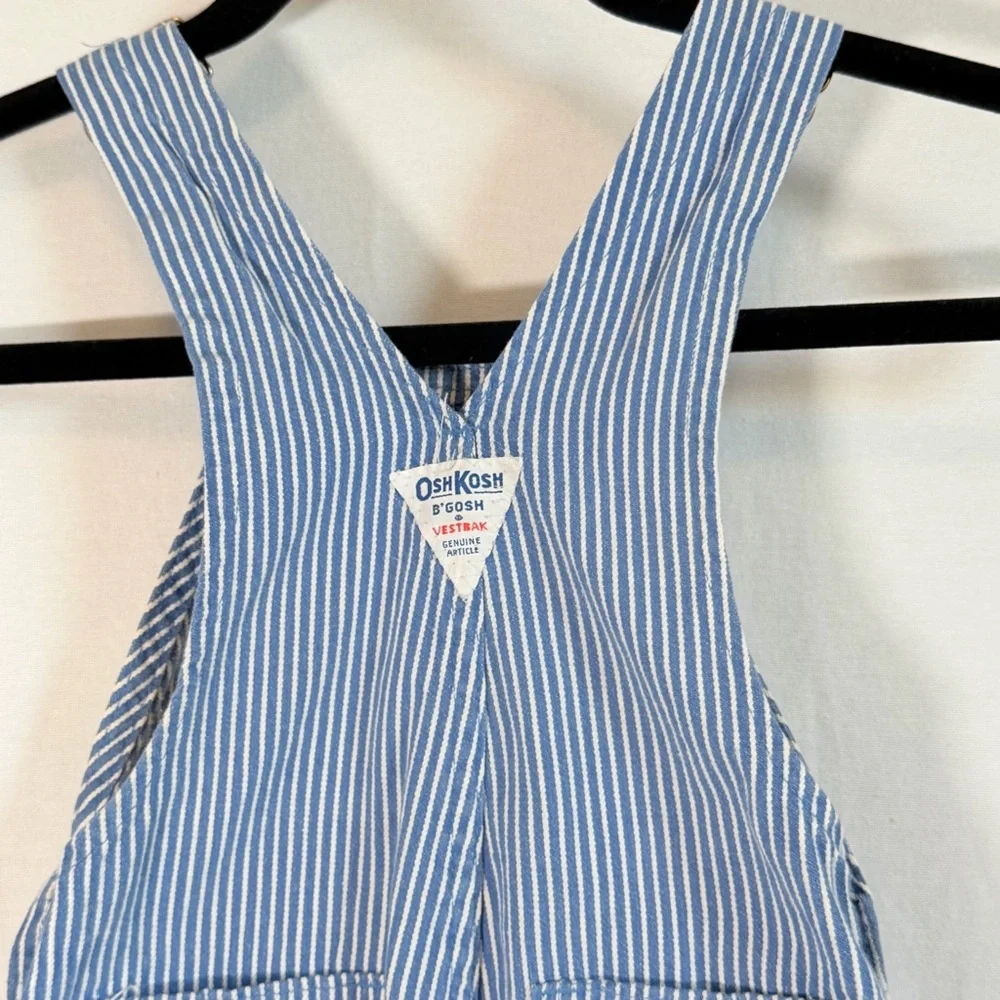 Made in USA OshKosh B'gosh Vest Back Conductor Striped Shortalls.